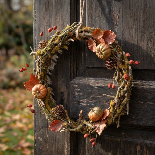 Ghirlanda decorativa, naturale, Ø33cm, licheni, muschio, ghirlanda per porta, decorazione per tavolo, decorazione per pareti | Floristik24.it
