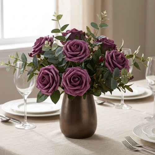 Rose in schiuma Ø7,5 cm Malva 18 pz | Floristik24.it