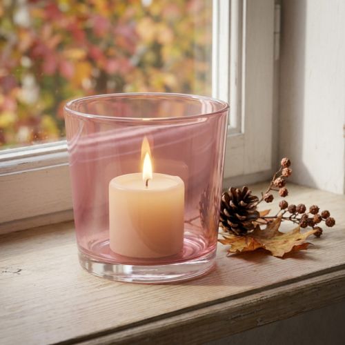 Vaso in vetro Ø10cm H8.5cm rosa antico | Floristik24.it