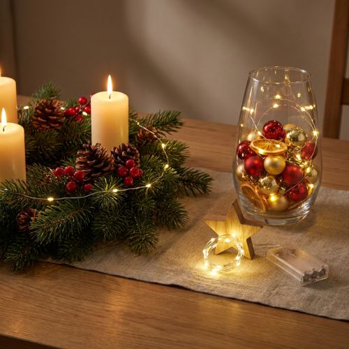 Prodotto Luci decorative a batteria per interni, luce bianca calda, 10 LED, lunghezza 1 m, 6 pezzi