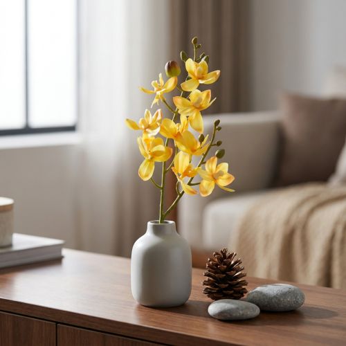 Piccola orchidea Phalaenopsis artificiale gialla 30 cm | Floristik24.it