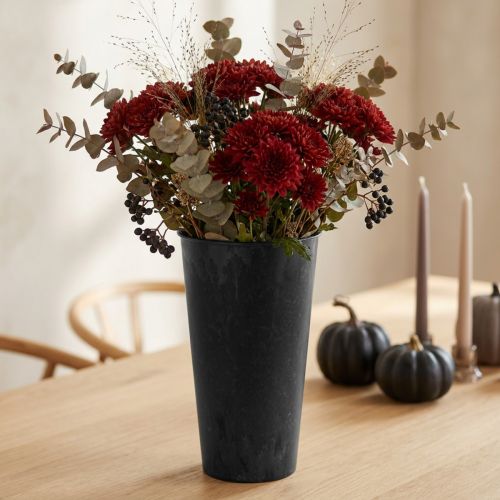 Vaso da tavolo Vaso in plastica nera antracite Ø15cm H24cm | Floristik24.it