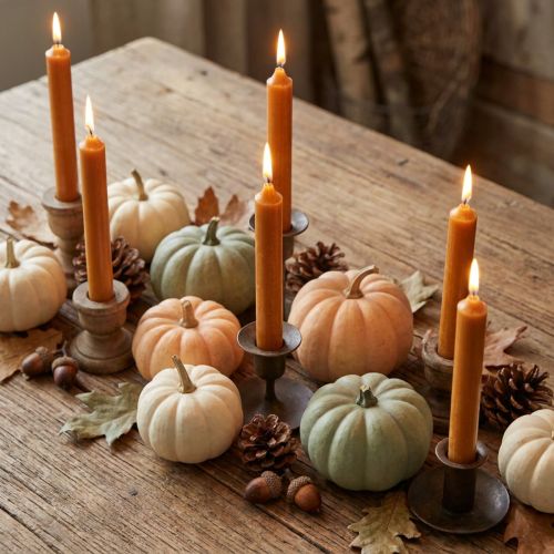 Prodotto Candele stick candela corta in cera color caramello 21x110mm 6 pz