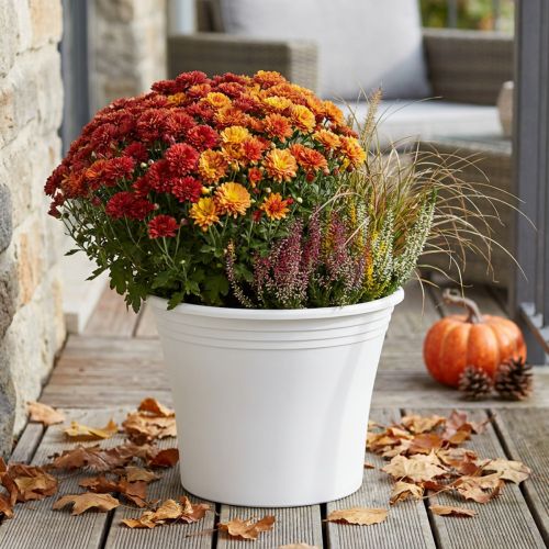 Vaso in plastica “Irys” bianco Ø29cm H24cm 1 pz | Floristik24.it