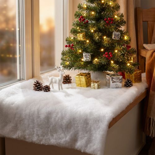 Prodotto Coperta da neve decorativa tappeto da neve artificiale tappeto da neve bianco 200×50cm