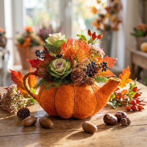 Brocca per piantare decorazioni di zucca arancione/giallo-verde Ø13cm | Floristik24.it