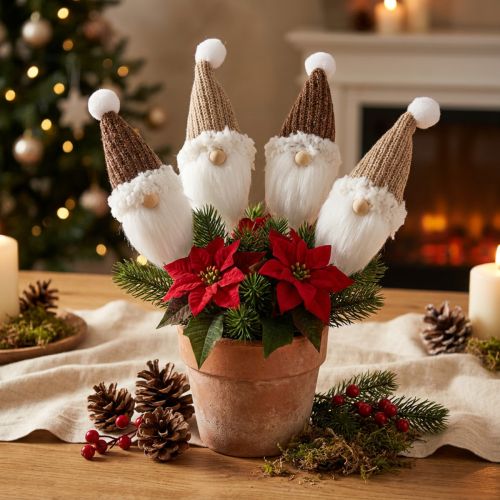 Gnomo con spina decorativo Natale bianco marrone 4x11 cm 4 pz | Floristik24.it