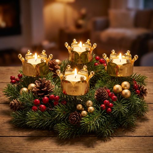 Portacandela corona oro Ø4,8cm 4pz | Floristik24.it