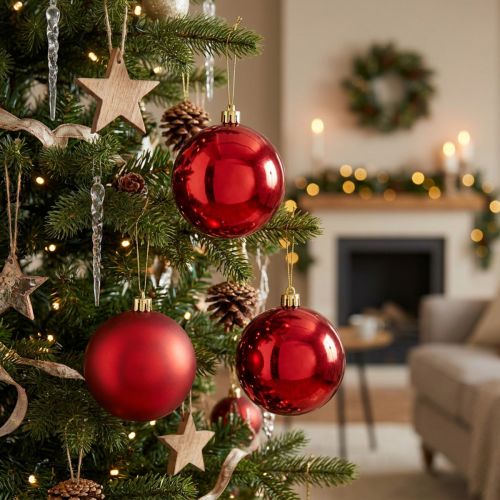 Palla di Natale rossa 10 cm 4 pz | Floristik24.it
