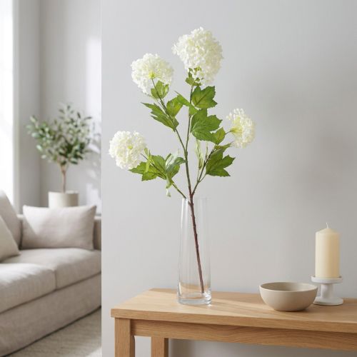 Ramo di viburno artificiale Snowball con fiori bianchi L90cm | Floristik24.it