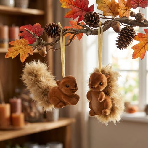 Decorazione autunnale, scoiattolo decorativo da appendere, marrone, set da 2 | Floristik24.it