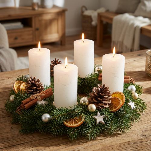 Candele a colonna colorate, bianche, 70x120 mm, set da 4, per decorazioni, matrimoni e Avvento | Floristik24.it