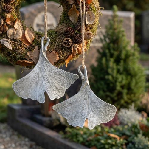 Decorazione tombale foglia di ginkgo da appendere 10 cm 3 pz | Floristik24.it