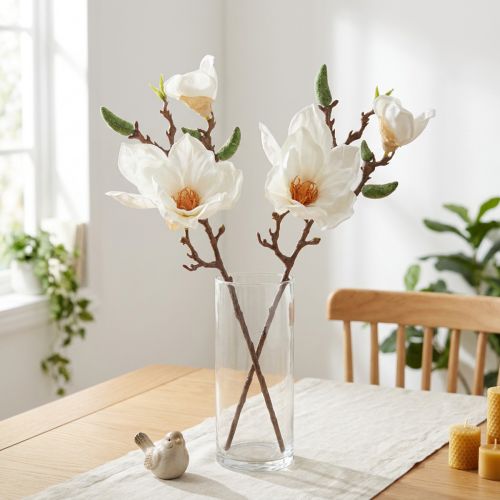 Magnolia bianco artificiale boccioli di fiori decorazione ramo H40cm 2 pezzi | Floristik24.it