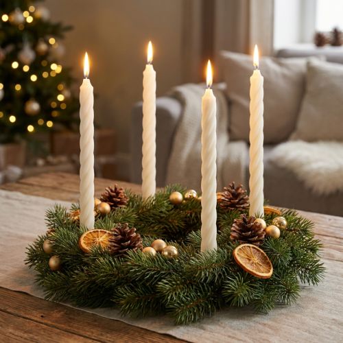Candele rustiche, candele a bastoncino, tinta unita bianco, 350/28 mm, 4 pezzi | Floristik24.it