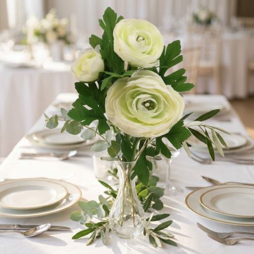 Fiori artificiali Ranunculus fiori artificiali da giardino bianchi 34cm | Floristik24.it