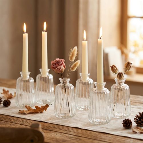 Bottiglie decorative candeliere mini vasi in vetro H11cm 6 pz | Floristik24.it
