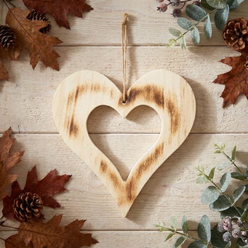 Cuore decorativo Cuore decorativo in legno a cuore bruciato naturale 25x25cm | Floristik24.it