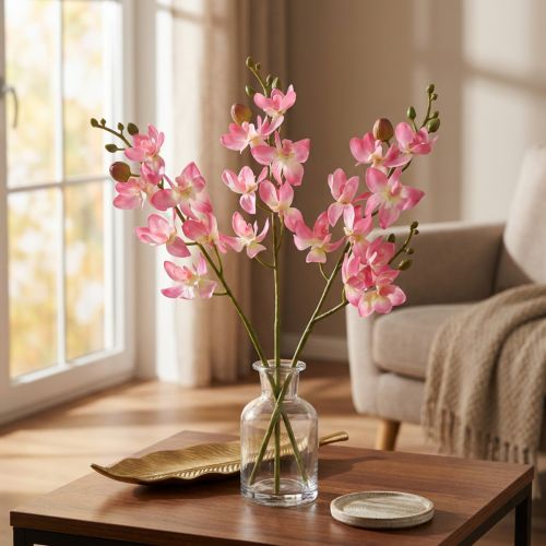 Piccola orchidea Phalaenopsis fiore artificiale rosa 30 cm | Floristik24.it