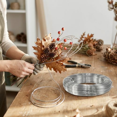 Filo di alluminio, argento, filo per lavori artigianali, filo decorativo, 1,5 mm, 1000 g per gioielli, fiori e progetti fai da te | Floristik24.it