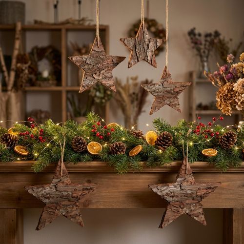 Stelle decorative da appendere Stelle di pino naturale 15 cm 4 pz | Floristik24.it