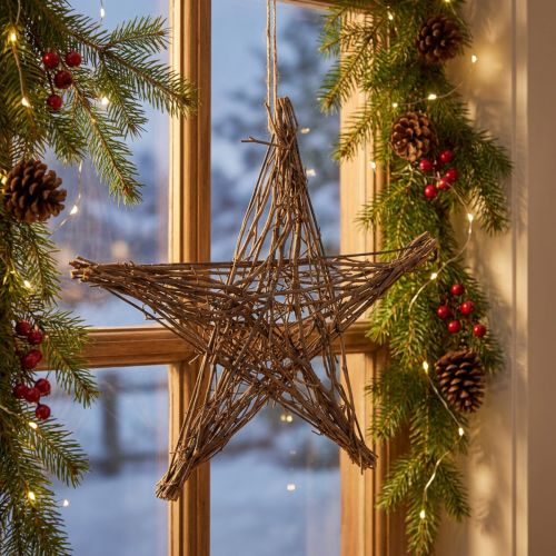 Stella di Natale composta da rami, stella decorativa da appendere, 50 cm | Floristik24.it