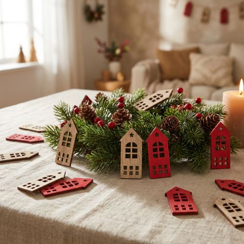 Decorazione decorativa per la casa in legno in rosso naturale 2×4,5 cm 72 pz | Floristik24.it