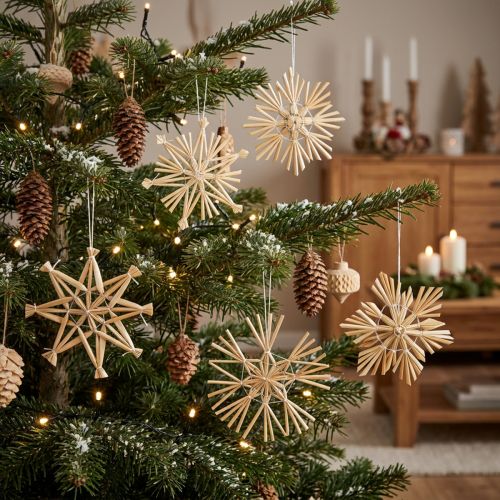 Stelle di paglia natalizie Decorazioni per l'albero di Natale 8cm 12 pezzi | Floristik24.it