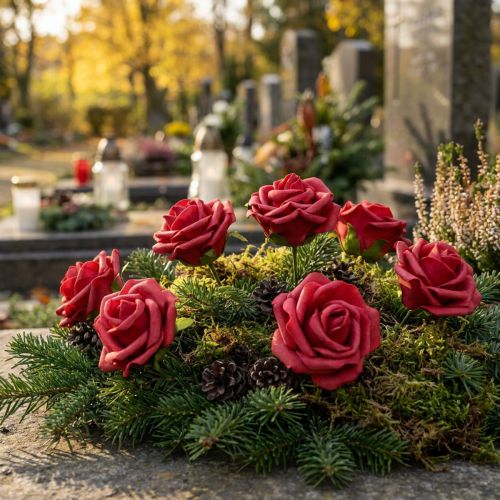 Rose in schiuma Ø6cm rosse, 27 pezzi | Floristik24.it