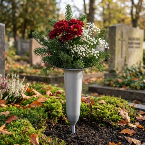 Vaso da tomba argento 28,5 cm | Floristik24.it
