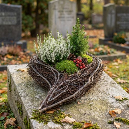 Cuore di vite intrecciata, naturale, 15x23x5 cm, cuori decorativi per decorazioni funerarie e composizioni floreali commemorative, set da 4 | Floristik24.it