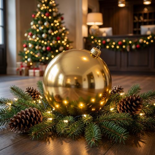 Palla di Natale in plastica grande oro Ø25cm | Floristik24.it