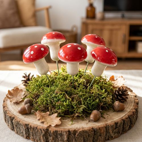 Funghi decorativi per attaccare gli agarichi volanti su filo Ø2,5 cm 36 pz | Floristik24.it