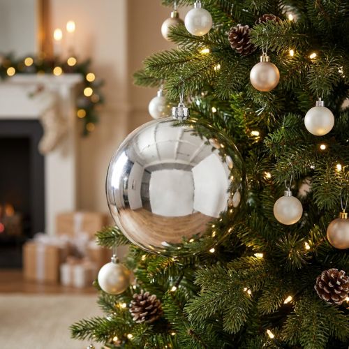 Palla di Natale in plastica piccola Ø14cm argento | Floristik24.it