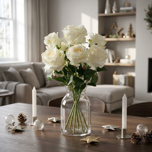 Mazzo di rose bianche, crema 55cm | Floristik24.it