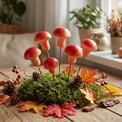 Funghi decorativi su filo, rossi, decorazione autunnale, da incollare, 7 cm, 24 pezzi | Floristik24.it