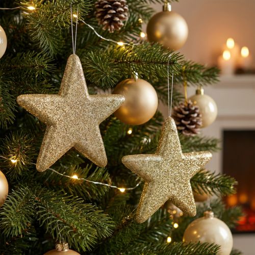 Decorazione natalizia Stella con glitter dorato 18,5cm 4pz | Floristik24.it