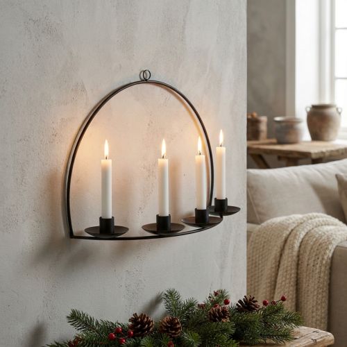 Portacandele da parete Portacandele a bastone in metallo nero 35×24cm | Floristik24.it