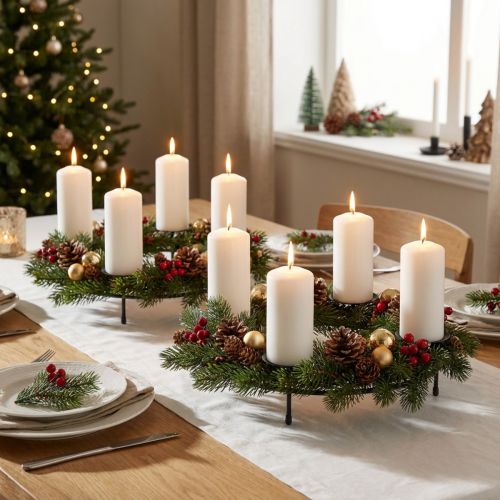 Candele ad anello portacandele portacandele nero Ø33,5 cm H11 cm 2 pz | Floristik24.it