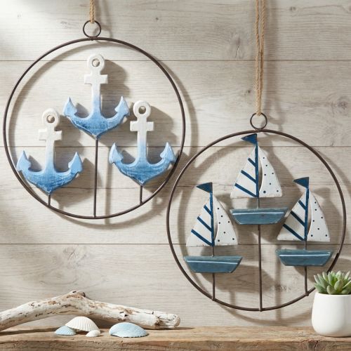 Prodotto Anello decorativo in metallo per appendere barche a vela / ancore Ø18cm 2 pezzi