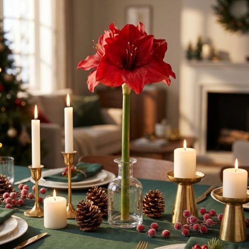 Amaryllis artificiale Fiori di Natale Fiori artificiali rossi L40 cm | Floristik24.it