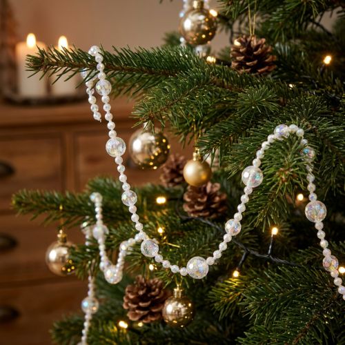 Collana di perle, nastro di perle, ghirlanda di perle iridescenti 270 cm × 2 pezzi | Floristik24.it