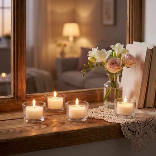 Candele profumate Candele profumate Fresh Flower bianche Ø25cm 7 ore 18 pz | Floristik24.it
