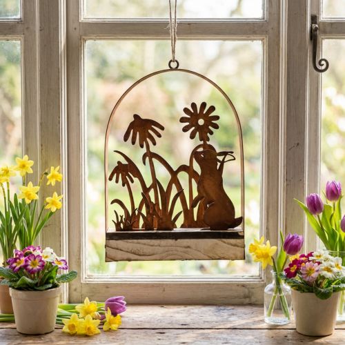Decorazione pasquale decorazione coniglietti ruggine decorazione da appendere in metallo 20×5×29,5 cm | Floristik24.it