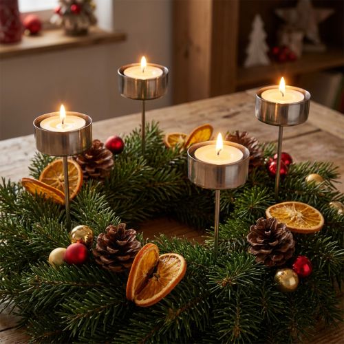 Porta tealight per collegare argento 21 cm 8 pz | Floristik24.it