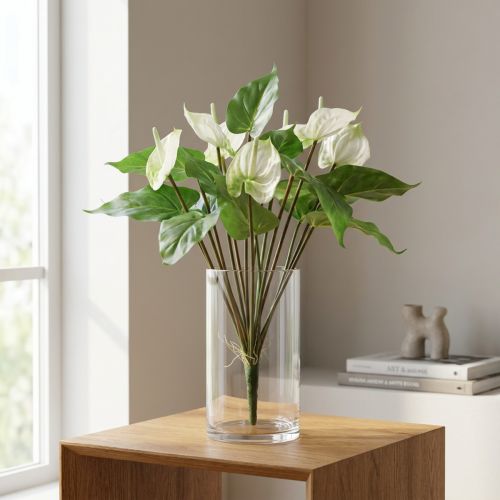 Prodotto Fiori artificiali, fiore di fenicottero, anthurium artificiale bianco 36 cm