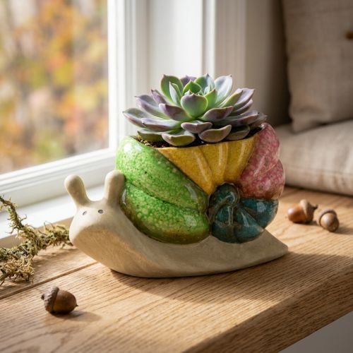 Vaso decorativo a forma di lumaca, vaso per fiori in ceramica, colorato, 19×8,5×11 cm | Floristik24.it