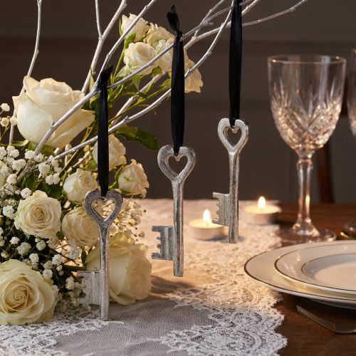 Chiavi decorative in argento per matrimoni, feste e finestre - Set da 6 (4x11 cm) | Floristik24.it