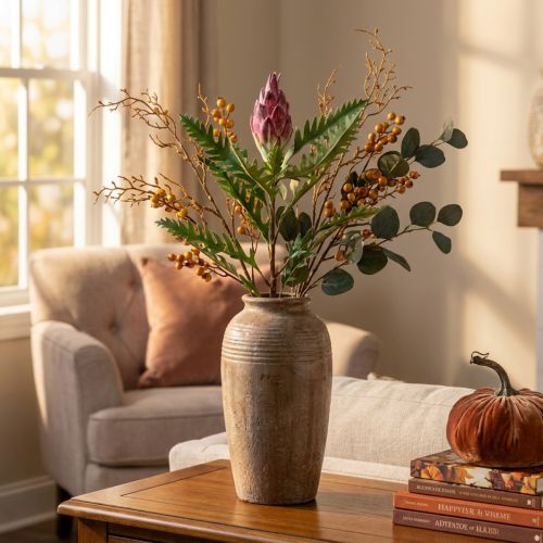 Carciofo Carciofo Rosa Piante Artificiali Deco Autunno H68cm | Floristik24.it