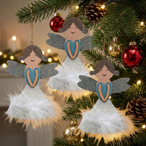 Figure natalizie Angeli da appendere Legno 14,5×10cm 6pz | Floristik24.it